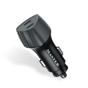 Master 66W Dual USB-C Car Charger PD30W PPS33W Fast Charging Adapter- Black