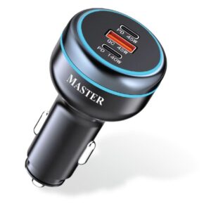 Master 230W USB C Fast Car Charger 3-Port PD140W PD45W QC45W- Black