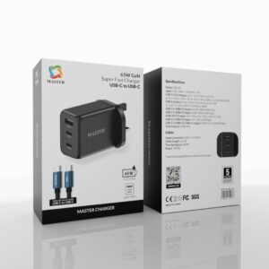 MASTER SUPER FAST CHARGE 65W With cable 100W C to C- Black