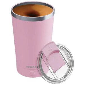 Porodo Detachable Self Stirring Mug Double Wall Stainless Steel 400ml – Pink