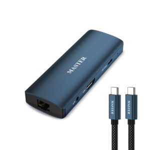 Master 8-in-1 Hub with Braided Separate Cable | PD 100W | 4K 60Hz – Blue