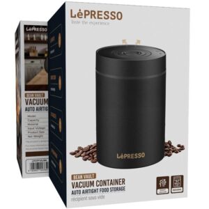 LePresso Bean Vault Vacuum Container Auto Airtight Food Storage - Black