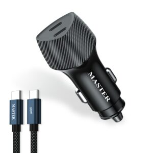 Master 66W Dual USB-C Car Charger PD30W PPS33W Fast Charging Adapter- Black