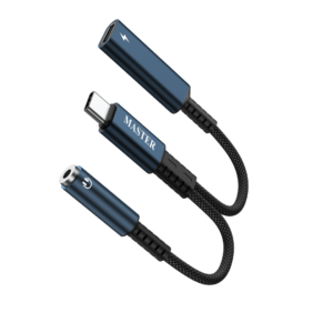 Master Braided 2-in-1 USB-C to Aux Audio Adapter, PD 60W - Black