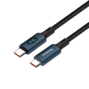 Master Braided 240W/480Mbps Cable USB-C to USB-C 1.2M - With LED display - Dark Blue