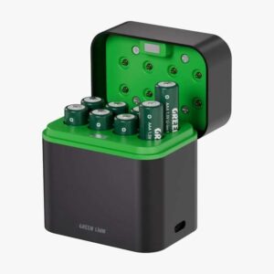 Green Lion RECHARGEABLE 8*AAA Battery Dock USB-C - Black