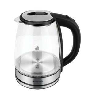 Porodo Lifestyle Pyro Ti Electric Glass 1.8 Ltr Kettle- Clear & Black