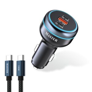 Master 230W USB C Fast Car Charger 3-Port PD140W PD45W QC45W- Black