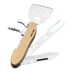Green Lion Multifunction 5 in 1 BBQ Tool Set - Wood