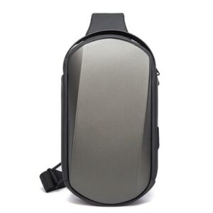 BANGE Men Chest Bag Waterproof EVA Hard Shell Messenger Bag - Gray
