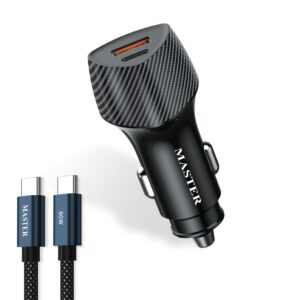 Master 51W Car Charger USB-C PD30W PPS33W + USB-A QC18W Fast Charging - Black