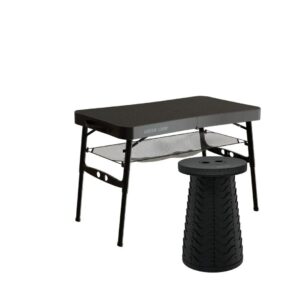 Green Lion Foldable Travel Camping Table & Stool - Black