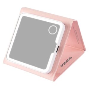 Porodo Lifestyle Lily Foldable HD Led Mirror with PU Case- Pink