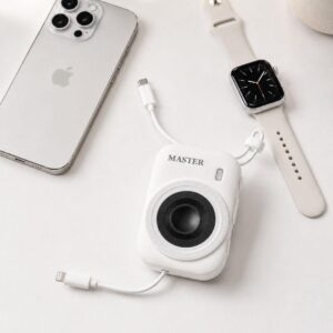Master Power Bank 10000mAh Magsafe PD 22.5W Fast Charging Electric USB Dual Type-C for Mobile IWatch Portable Wireless Charger - White