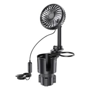 Green Lion DRIVE FAN DUO 2 in 1 Cup Holder With Car Fan - Black