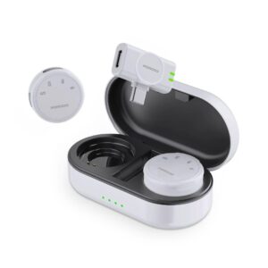 Porodo Wireless Microphone Dual Mic with Charging Case- white