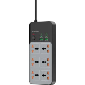 Porodo 6-1 Power Socket with Universal AC Output  4C  3M Length - Grey