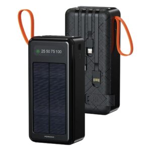 Solar Powerbank 30000mAh With Torch&Built in Type C+Usb A+Lightning+Micro-Black