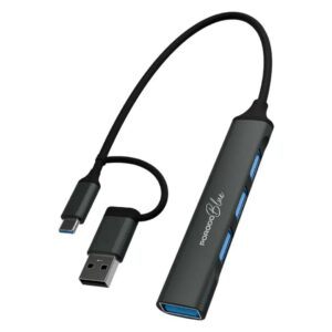 Porodo Blue 4-1 Hub With Interchangeable Head Type-c - Gray