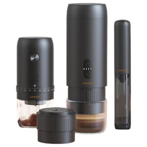 LePresso Brewology Coffee Kit [Espresso Maker+Rechargeable Grinder+Milk Frother]-BK