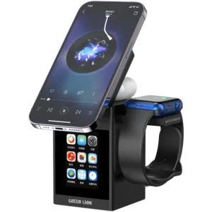 Green Lion Smart Station Pro LCD Display Wireless Charger with Speaker - Black