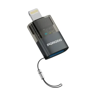 Porodo Transparent+ Aluminum alloy USB A Female to Lightning male - Grey