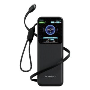 Porodo Polo 20000MAH 100w Powerbank With Type-C to c Cable & Retractable