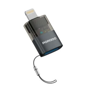 Porodo Transparent+ Aluminum alloy USB A Female to Lightning male - Grey